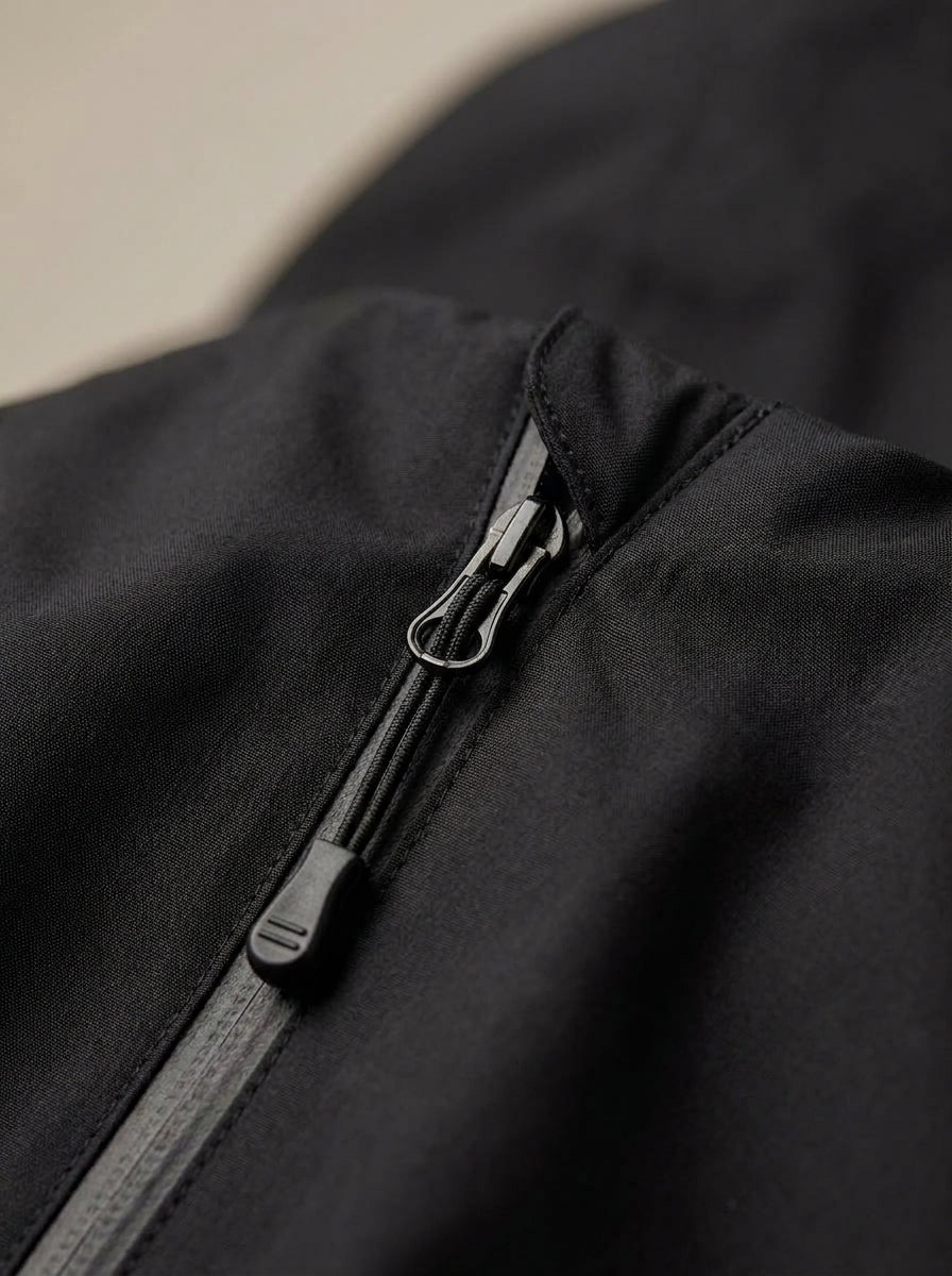 dipni womens waterproof windproof hooded jacket row50 09 black zipper macro