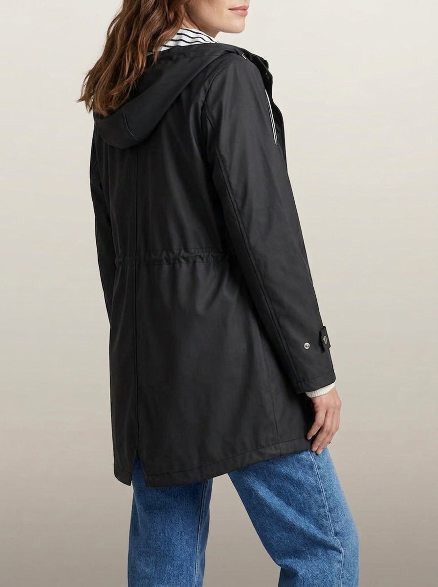 dipni womens waterproof windproof hooded jacket row50 10 black back angle