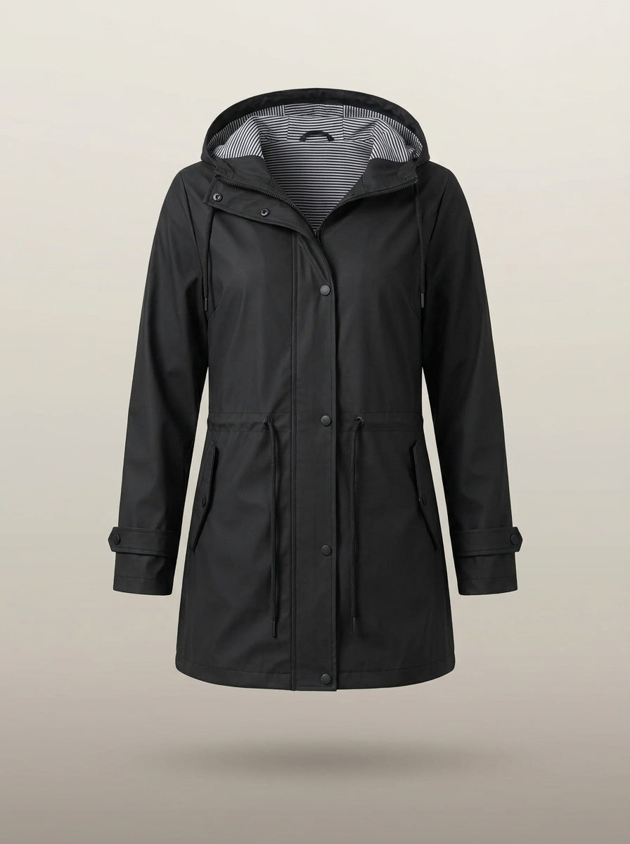 dipni womens waterproof windproof hooded jacket row50 11 black ghost front