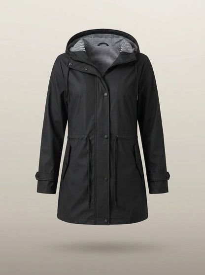 dipni womens waterproof windproof hooded jacket row50 11 black ghost front