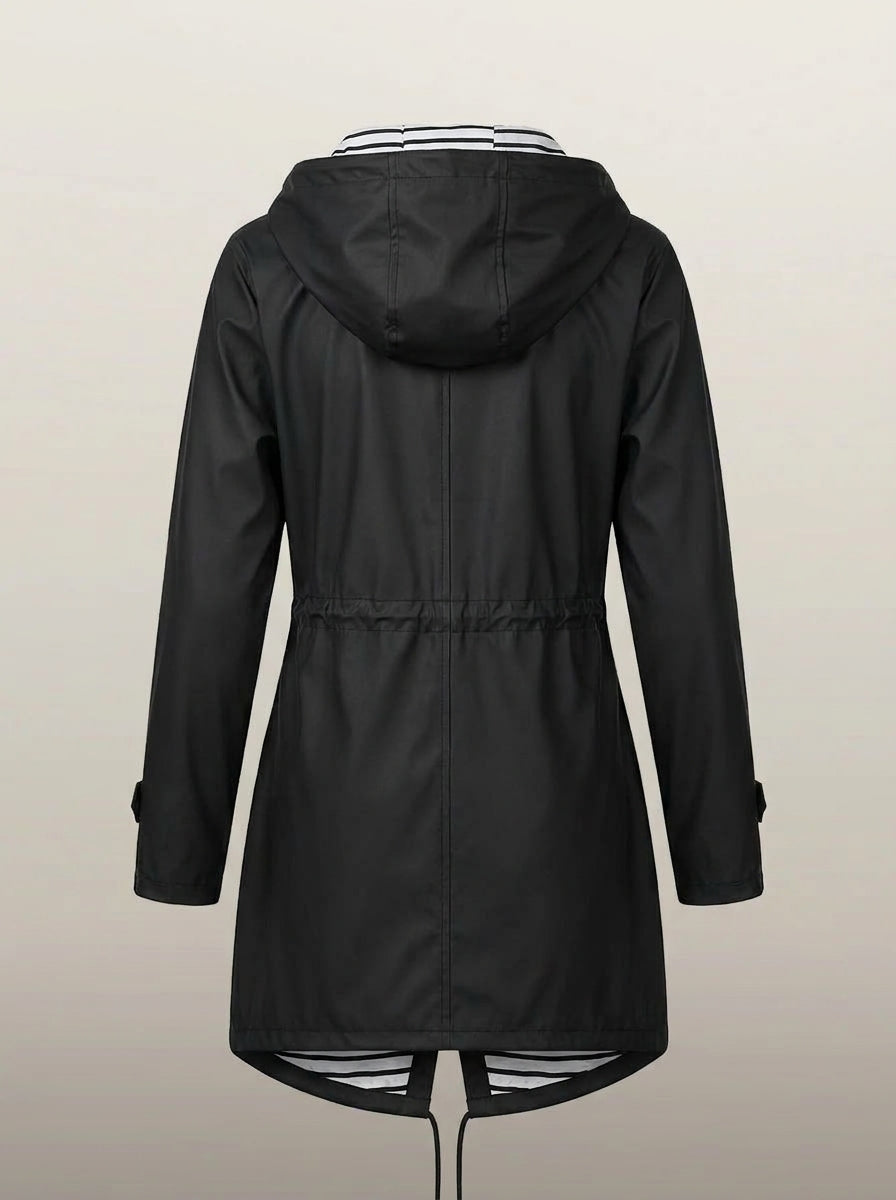 dipni womens waterproof windproof hooded jacket row50 12 black ghost back