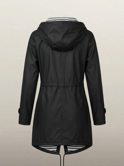 dipni womens waterproof windproof hooded jacket row50 12 black ghost back