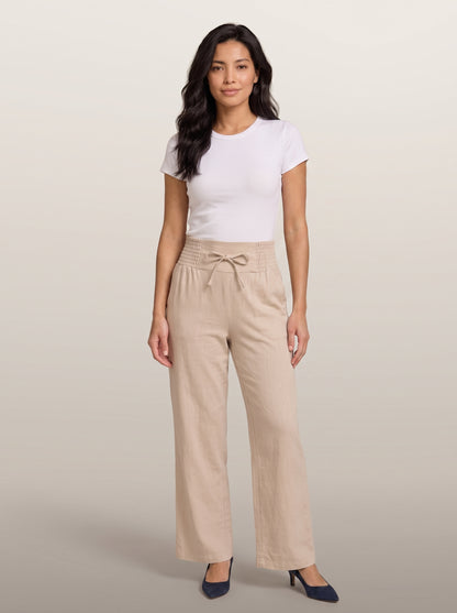dipni-womens-wide-leg-trousers-elasticated-waist-beige-shot02-standing