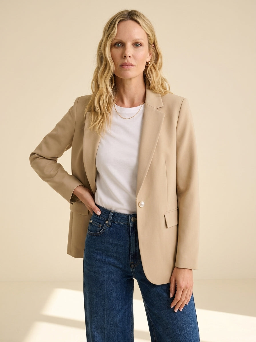 Dipni | Women's Casual Blazer - Notched Lapel Structured Tailoring