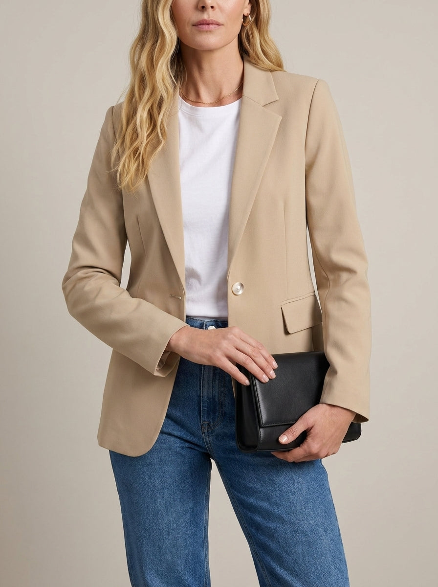 Dipni | Women's Casual Blazer - Notched Lapel Structured Tailoring