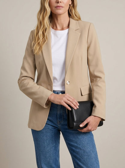 Dipni | Women's Casual Blazer - Notched Lapel Structured Tailoring
