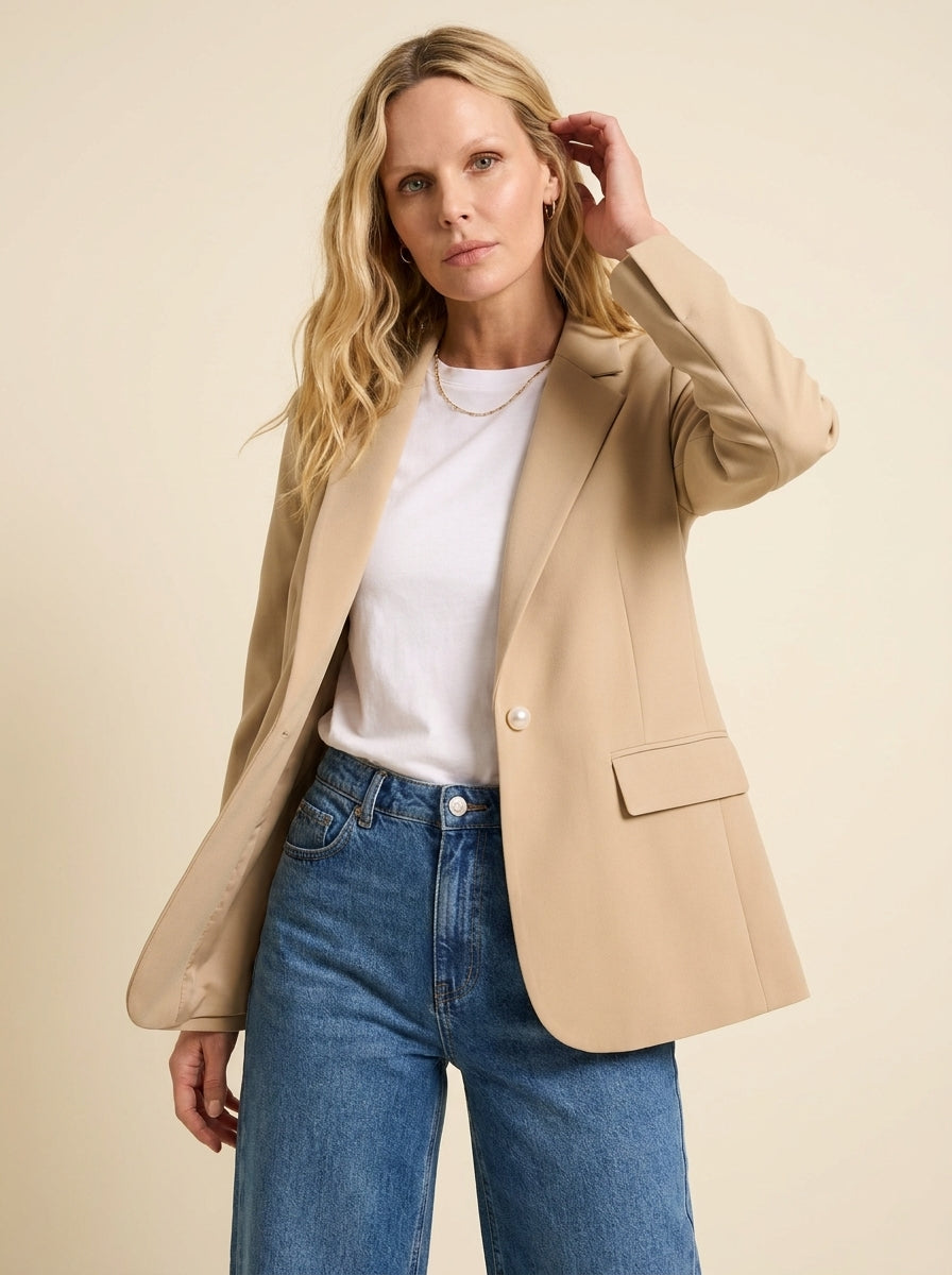 Dipni | Women's Casual Blazer - Notched Lapel Structured Tailoring
