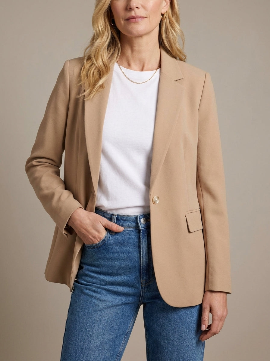Dipni | Women's Casual Blazer - Notched Lapel Structured Tailoring