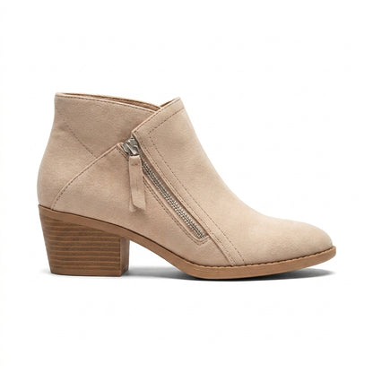 Beige vegan suede ankle boot