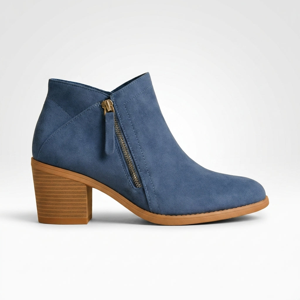 Blauw vegan suede ankle boot