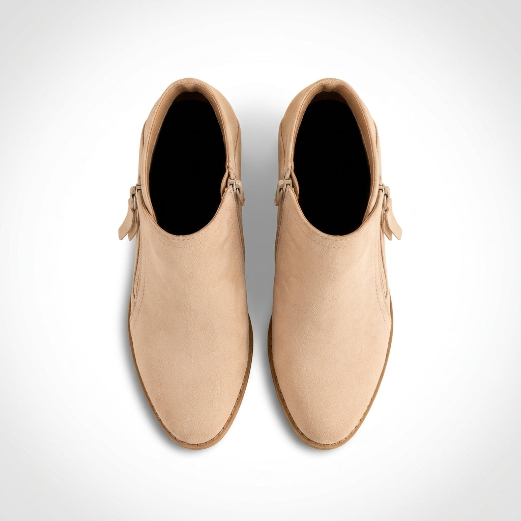 Beige vegan suede ankle boot