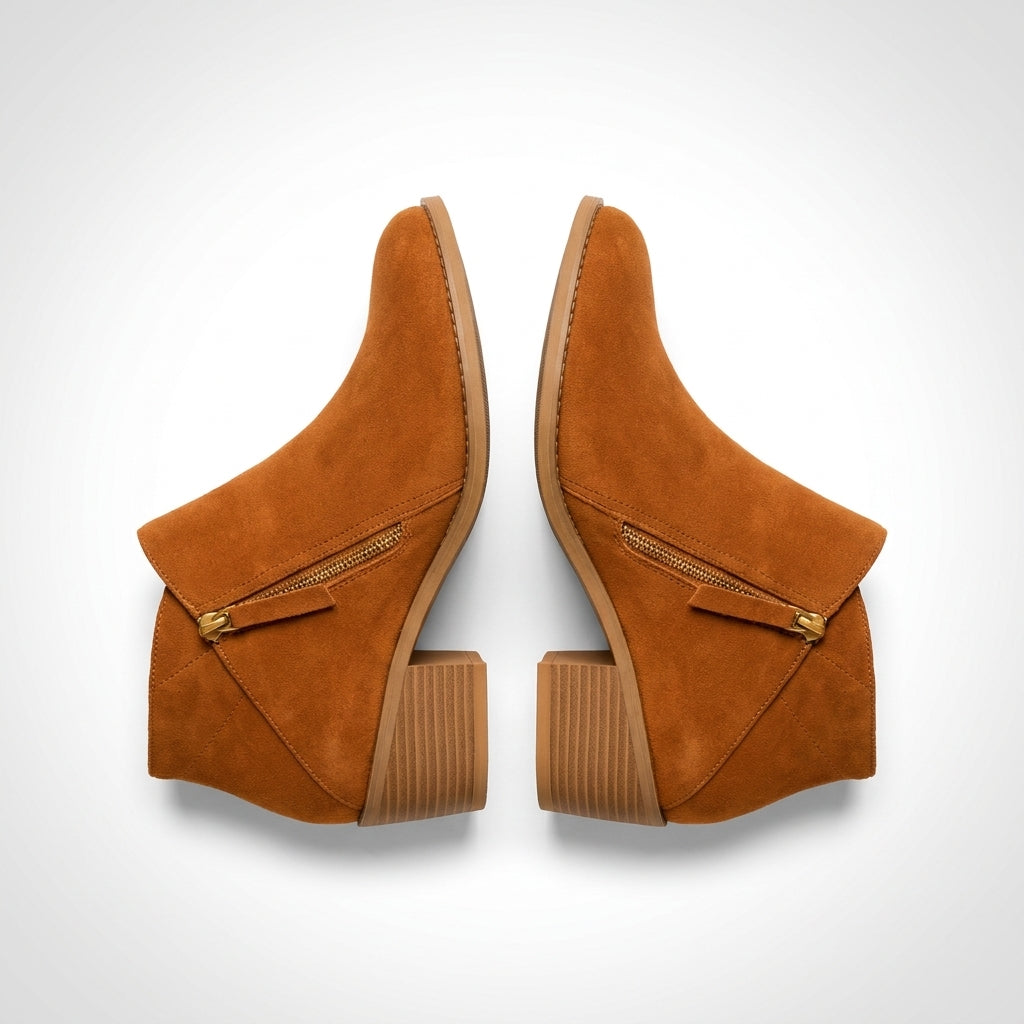Taupe vegan suede ankle boot