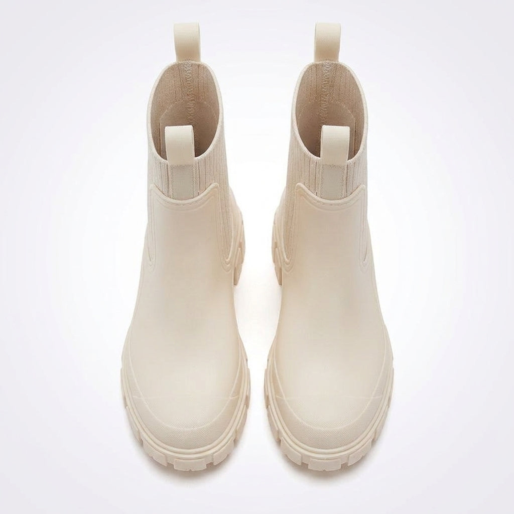 Dipni | Women's Chelsea Rain Boots, Vegan Rubber, Waterproof Lug Sole - shot-02-topdown-white.jpg