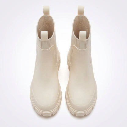 Dipni | Women's Chelsea Rain Boots, Vegan Rubber, Waterproof Lug Sole - shot-02-topdown-white.jpg
