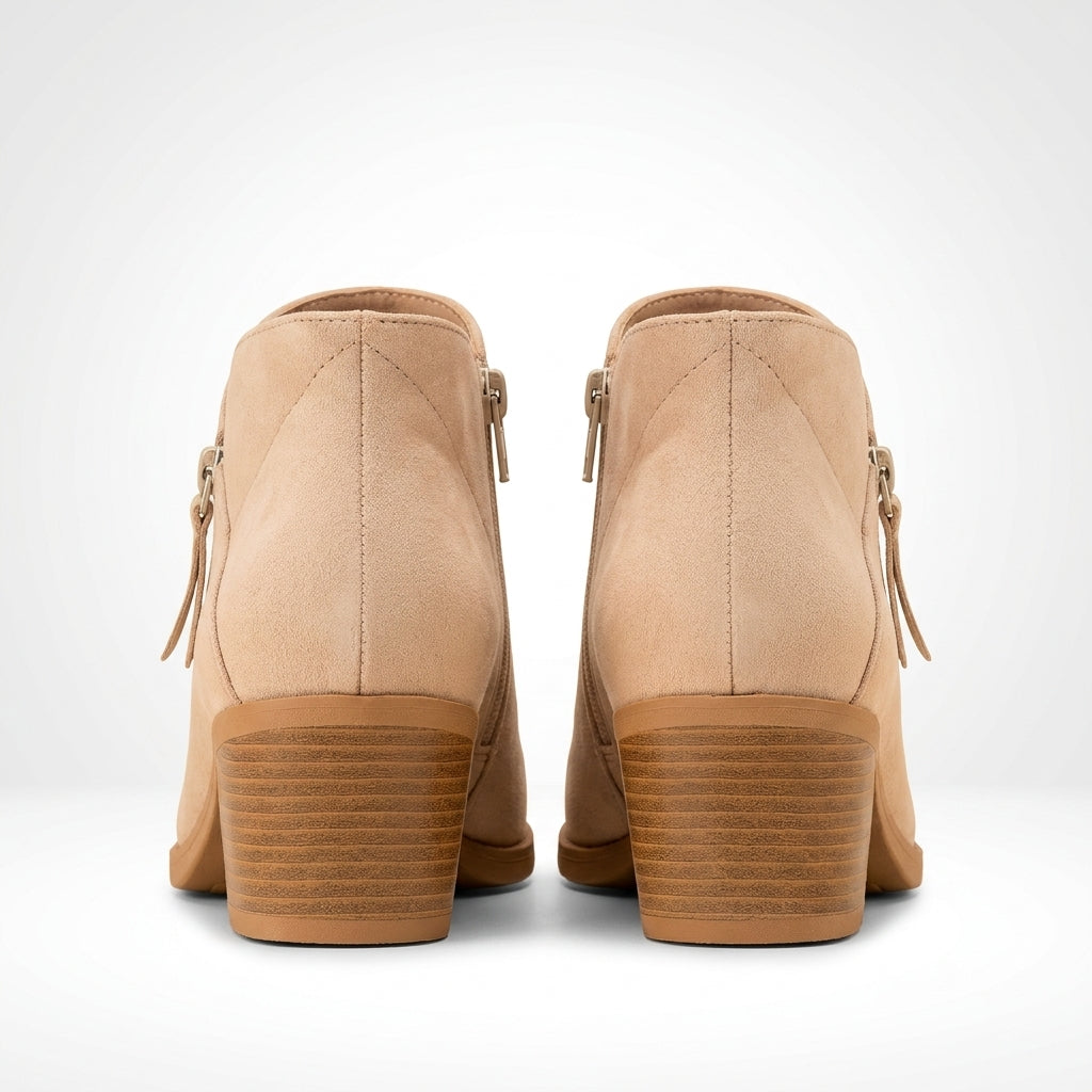 Beige vegan suede ankle boot