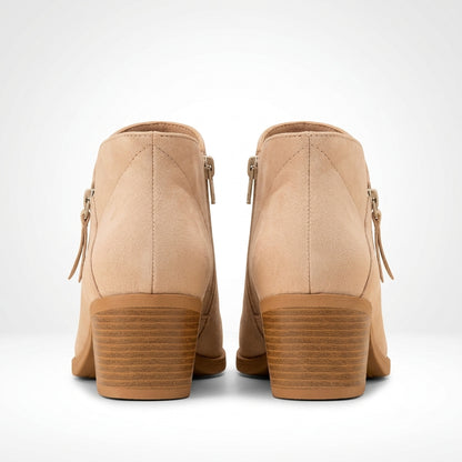 Beige vegan suede ankle boot
