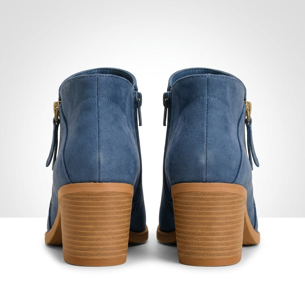 Blauw vegan suede ankle boot
