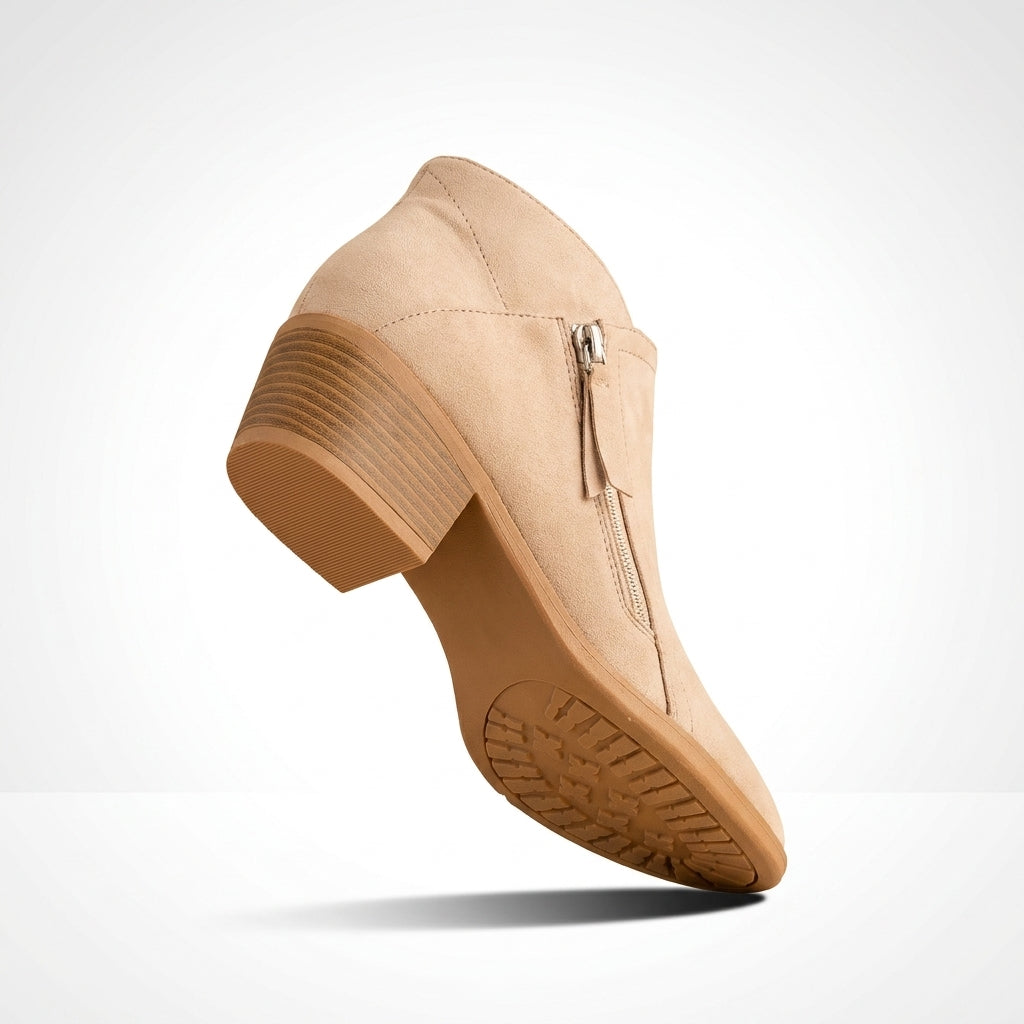 Beige vegan suede ankle boot
