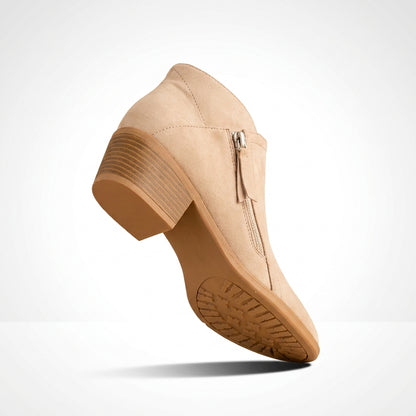 Beige vegan suede ankle boot