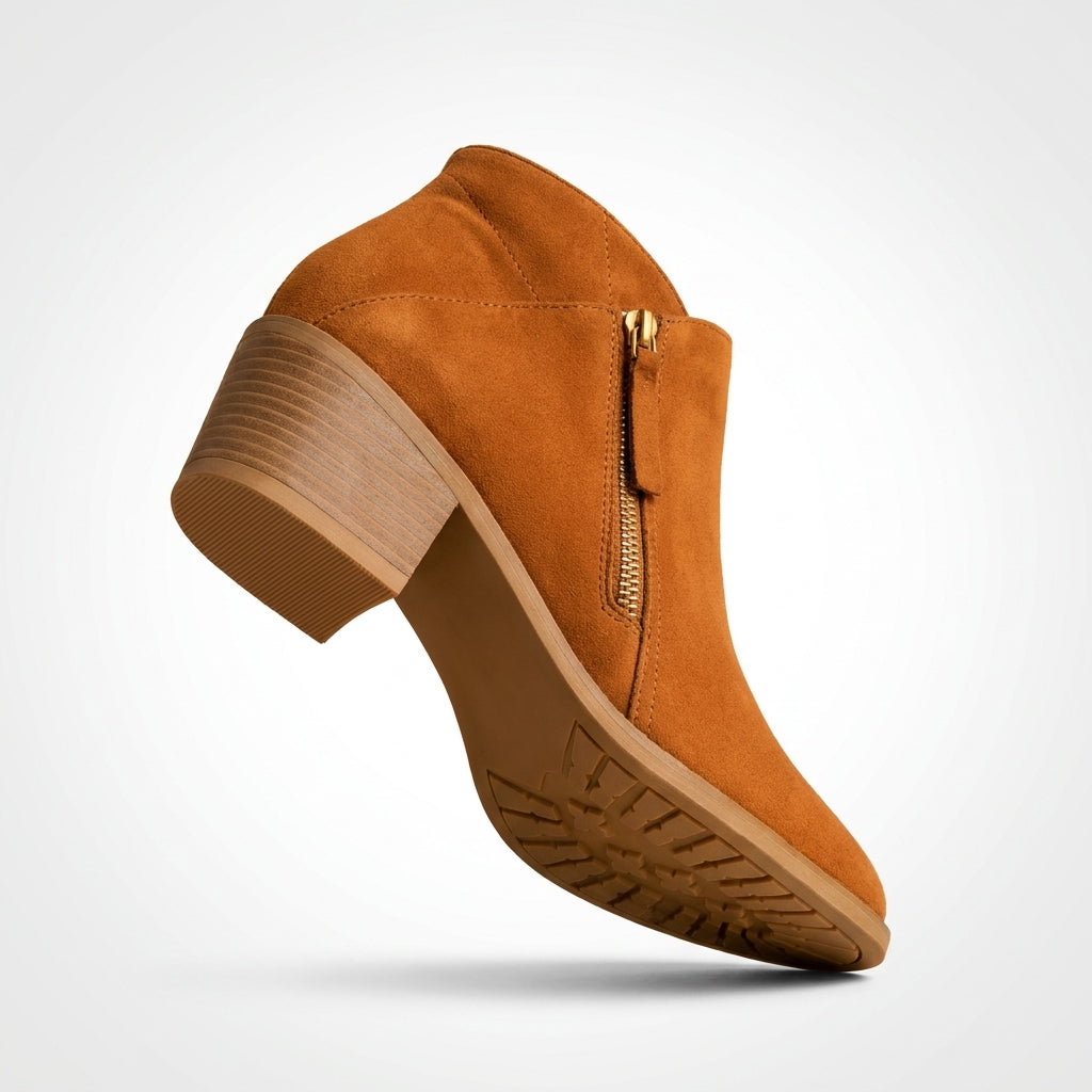 Taupe vegan suede ankle boot