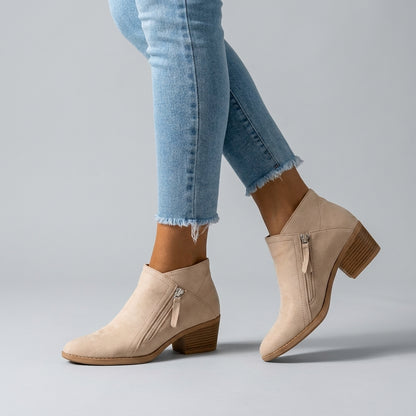 Beige vegan suede ankle boot
