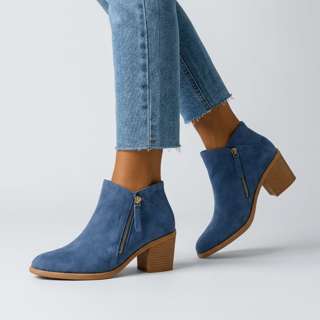Blauw vegan suede ankle boot