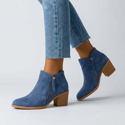 Blauw vegan suede ankle boot