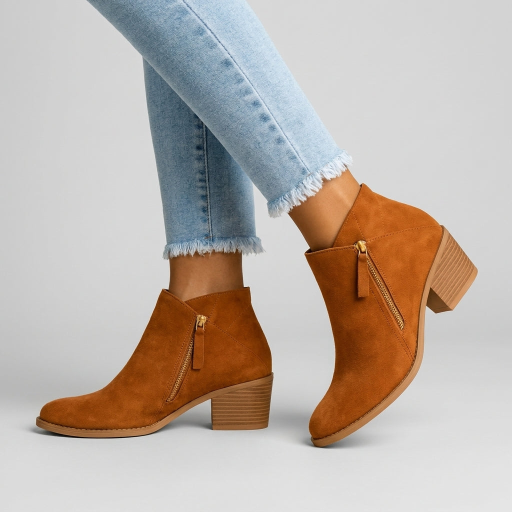 Taupe vegan suede ankle boot