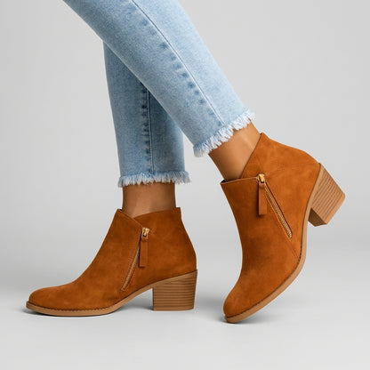 Taupe vegan suede ankle boot