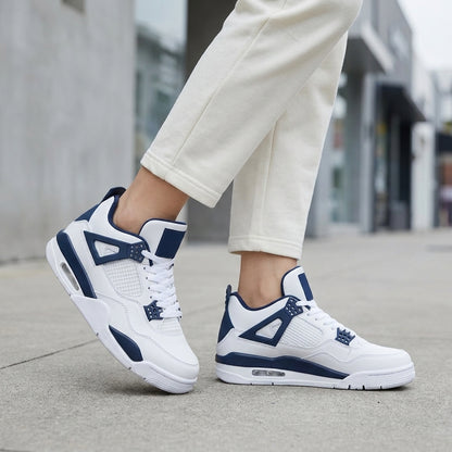 Dipni | Women's Mid-Top Sneakers, Vegan Leather, Air Cushion Sole - shot-05-model-denim-wit.jpg