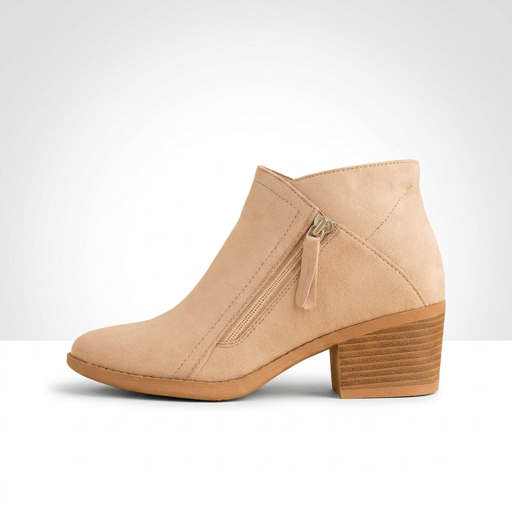 Beige vegan suede ankle boot
