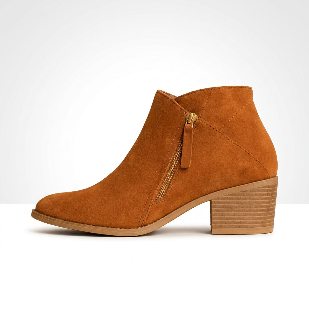 Taupe vegan suede ankle boot
