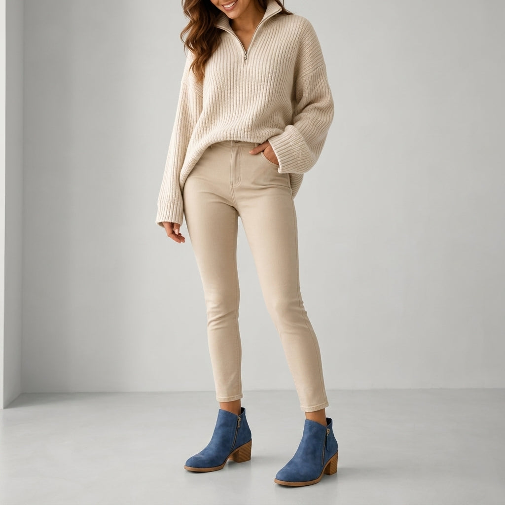 Blauw vegan suede ankle boot