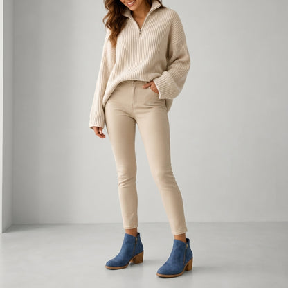 Blauw vegan suede ankle boot